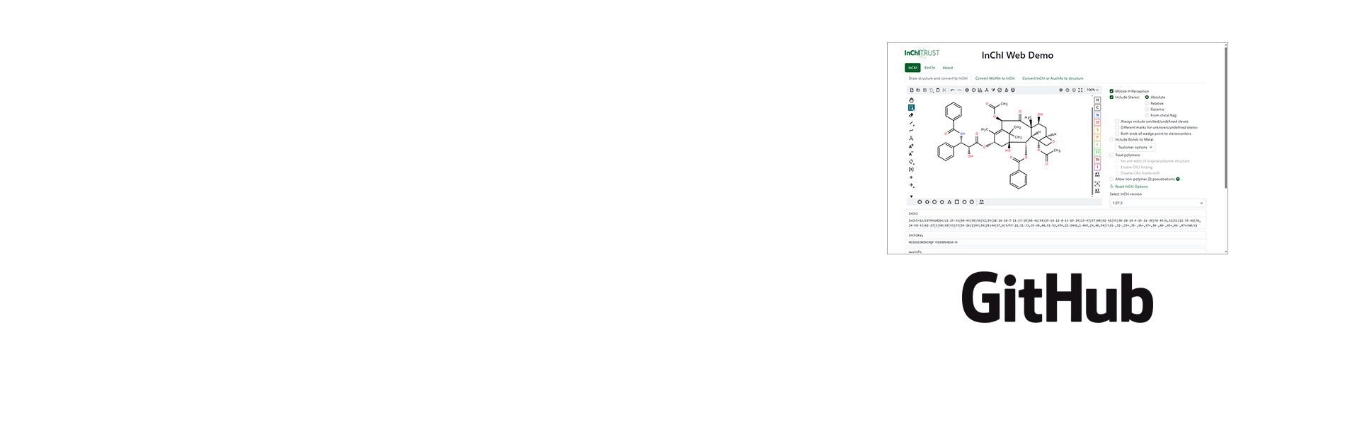 InChI web demo and github logo